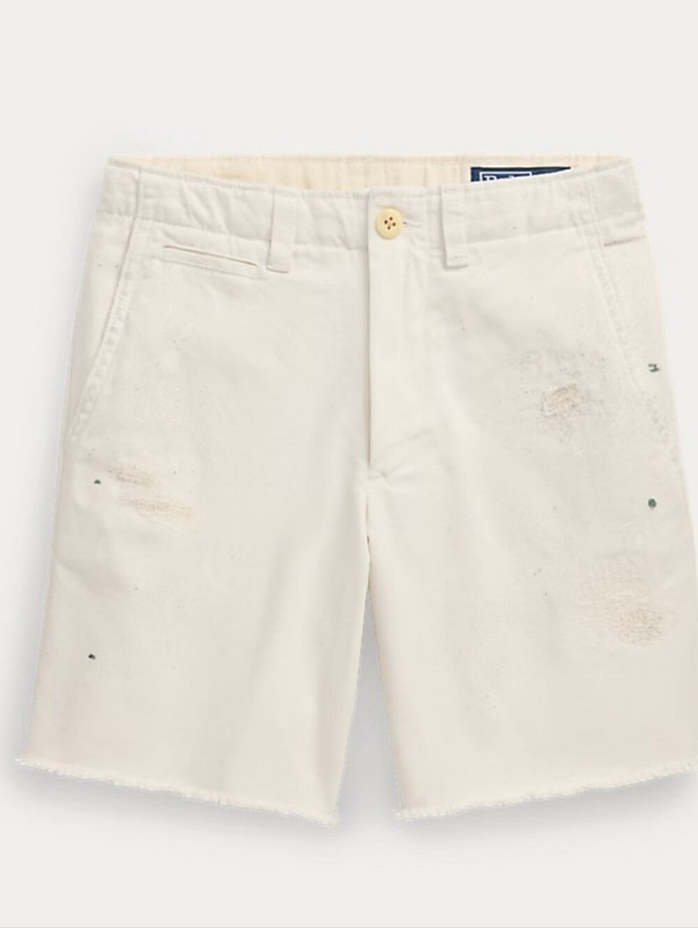 Distressed Polo White Cotton Shorts